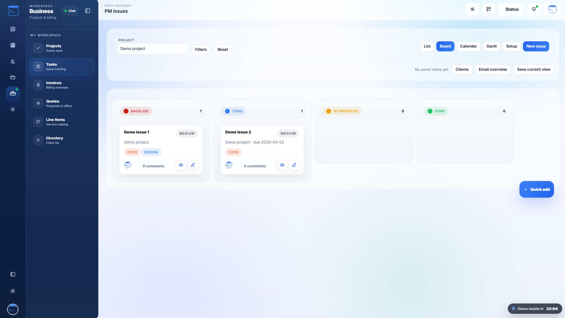Project delivery dashboard